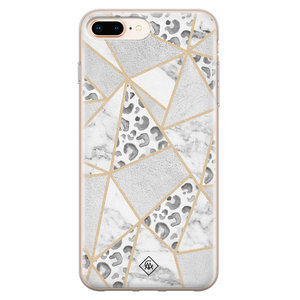 Casimoda iPhone 8 Plus/7 Plus siliconen telefoonhoesje - Stone & leopard print