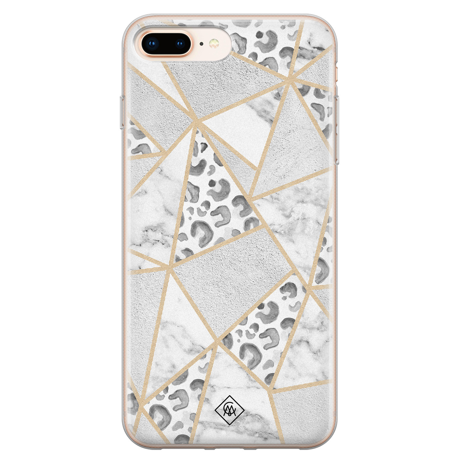 iPhone 8 Plus 7 Plus siliconen telefoonhoesje Stone leopard print