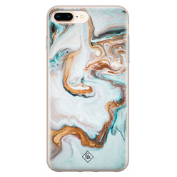Casimoda iPhone 8 Plus/7 Plus siliconen hoesje - Marmer blauw goud
