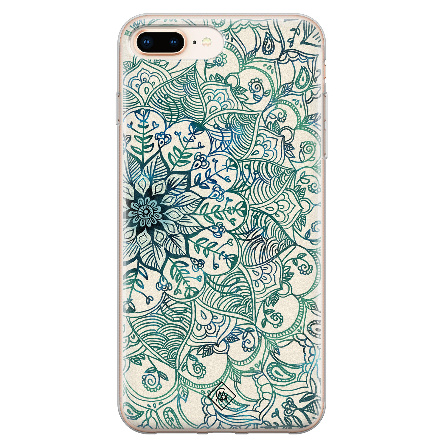 iPhone 8 Plus/7 Plus siliconen hoesje - Mandala blauw