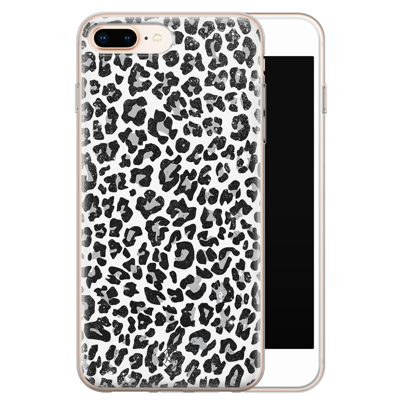 Casimoda iPhone 8 Plus/7 Plus siliconen telefoonhoesje - Luipaard grijs