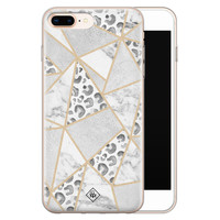 Casimoda iPhone 8 Plus/7 Plus siliconen telefoonhoesje - Stone & leopard print