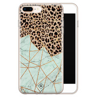 Casimoda iPhone 8 Plus/7 Plus siliconen hoesje - Luipaard marmer mint