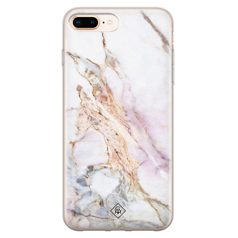 Casimoda iPhone 8 Plus/7 Plus siliconen telefoonhoesje - Parelmoer marmer