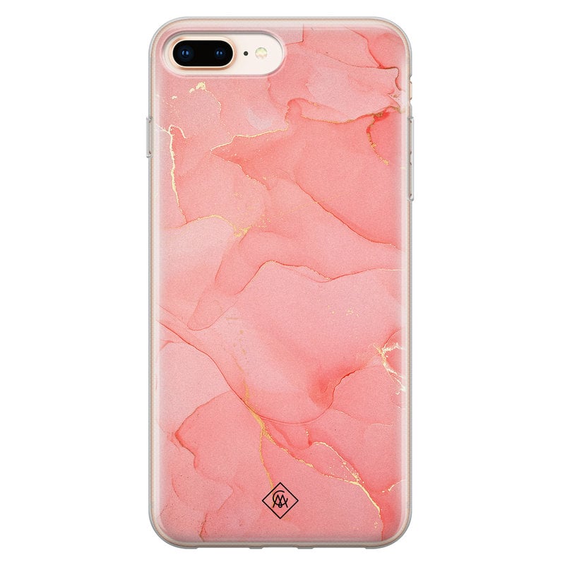 Casimoda iPhone 8 Plus/7 Plus siliconen hoesje - Marmer roze