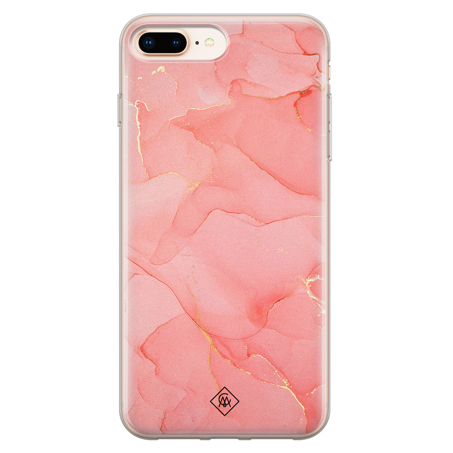 iPhone 8 Plus/7 Plus siliconen hoesje - Marmer roze