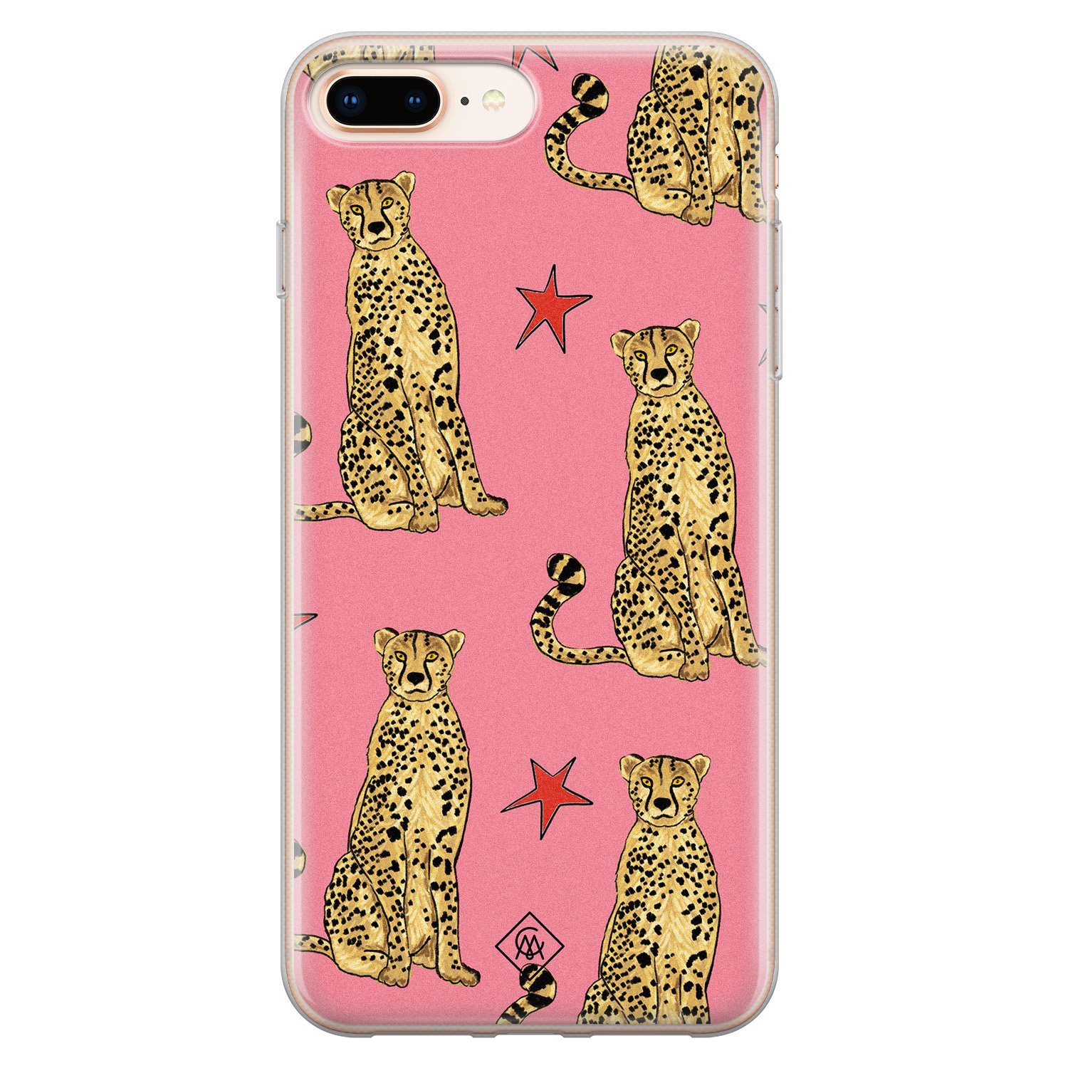 iPhone 8 Plus/7 Plus siliconen hoesje - The pink leopard