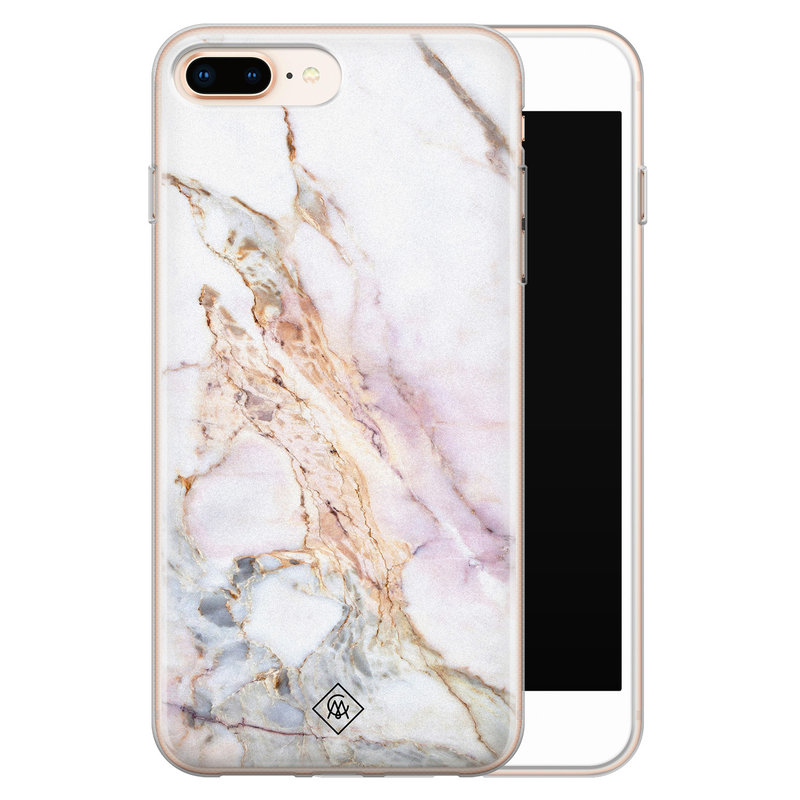 Casimoda iPhone 8 Plus/7 Plus siliconen telefoonhoesje - Parelmoer marmer