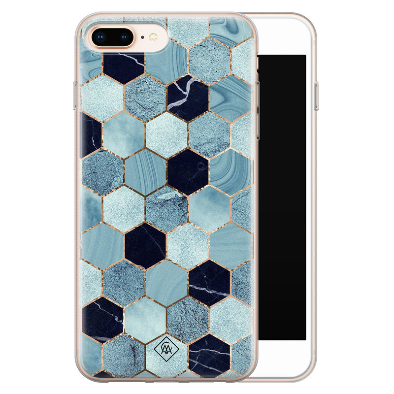 Casimoda iPhone 8 Plus/7 Plus siliconen hoesje - Blue cubes
