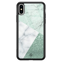 Casimoda iPhone XS Max glazen hardcase - Minty marmer collage