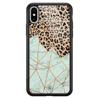 Casimoda iPhone XS Max glazen hardcase - Luipaard marmer mint