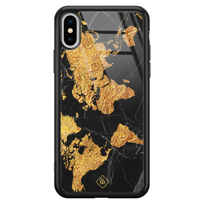 Casimoda iPhone XS Max glazen hardcase - Wereldkaart