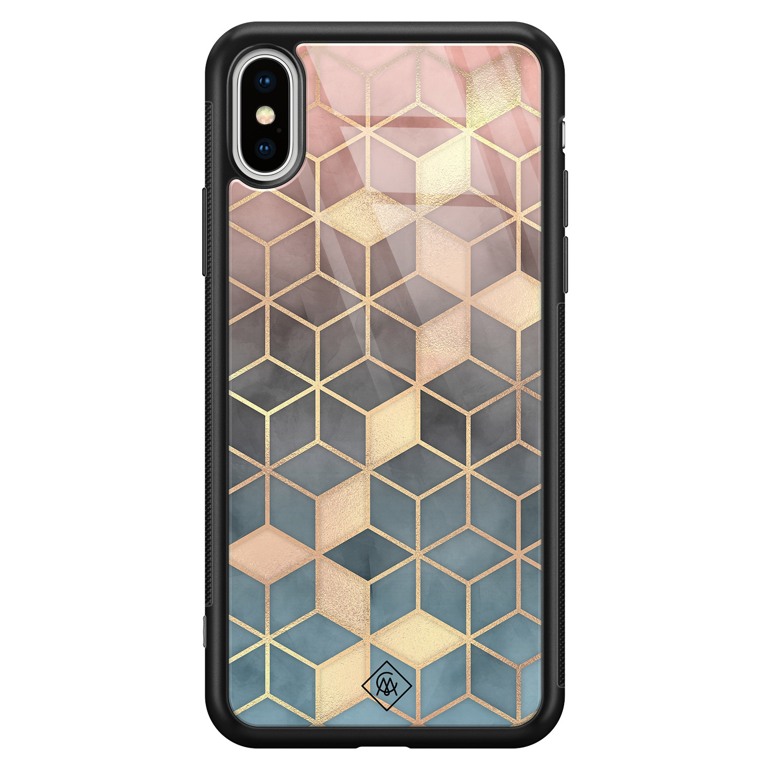 iPhone XS Max glazen hardcase Cubes art