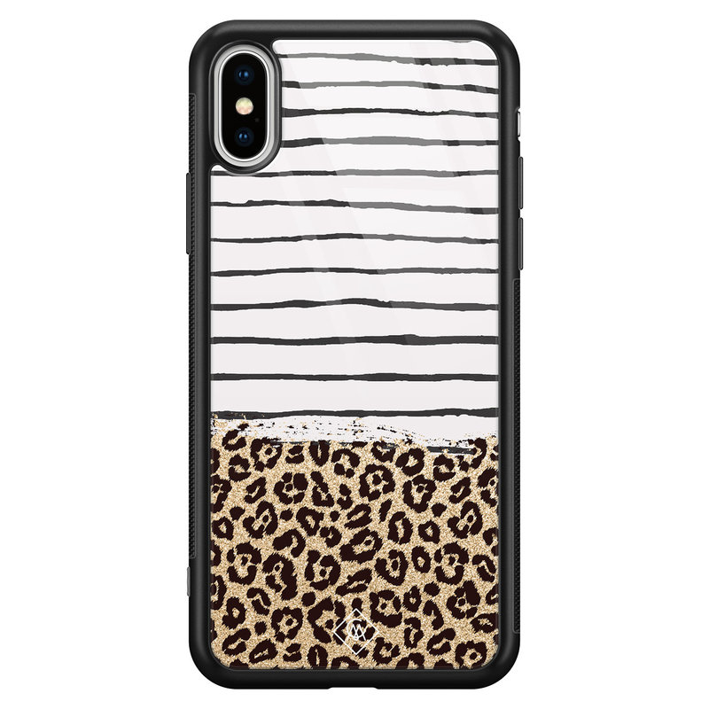 Casimoda iPhone XS Max glazen hardcase - Leopard lines