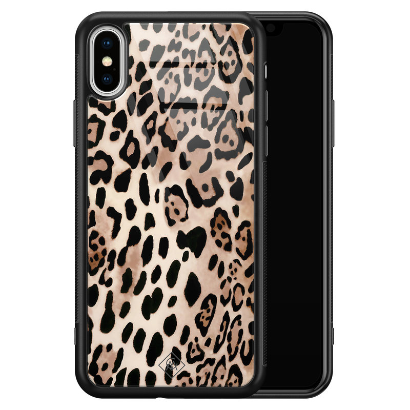 Casimoda iPhone XS Max glazen hardcase - Golden wildcat