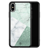 Casimoda iPhone XS Max glazen hardcase - Minty marmer collage