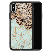 Casimoda iPhone XS Max glazen hardcase - Luipaard marmer mint