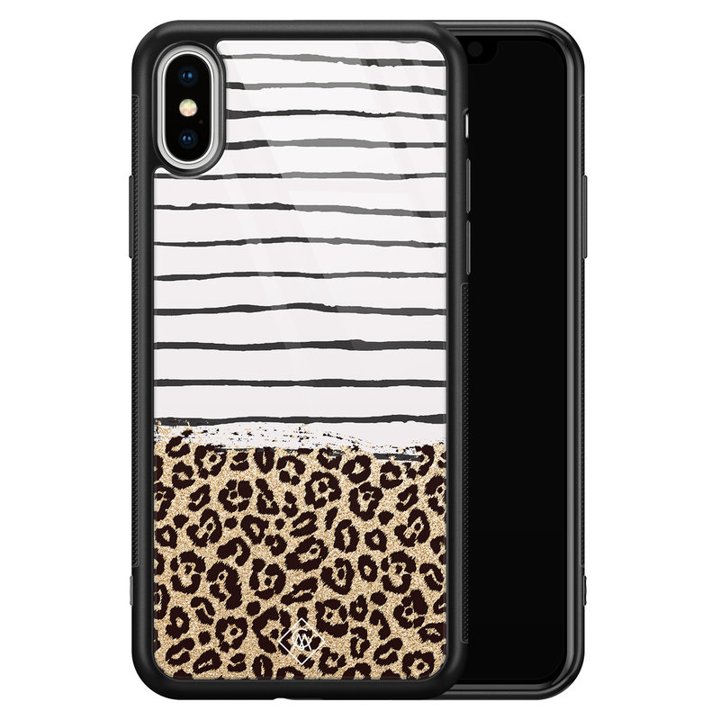 Casimoda iPhone XS Max glazen hardcase - Leopard lines