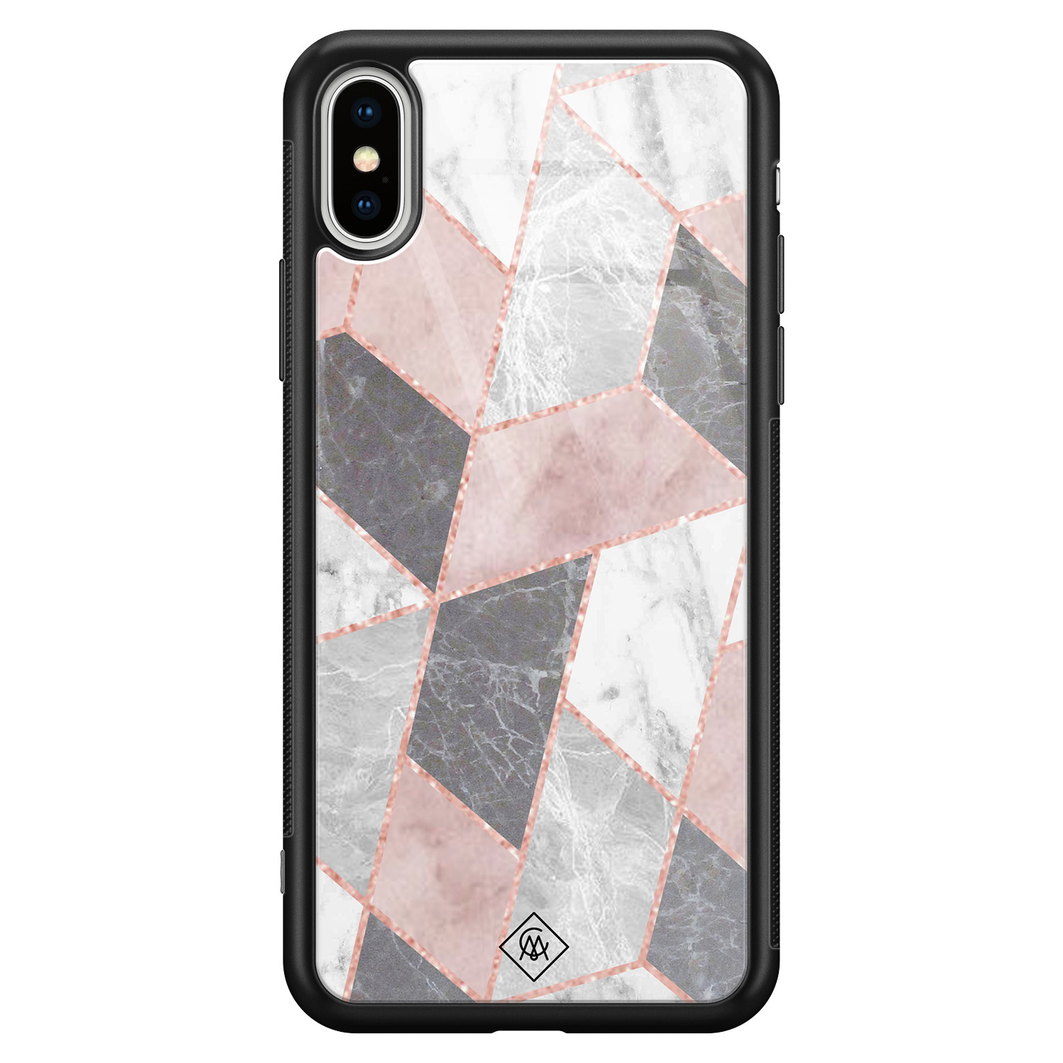 iPhone XS Max glazen hardcase Stone grid