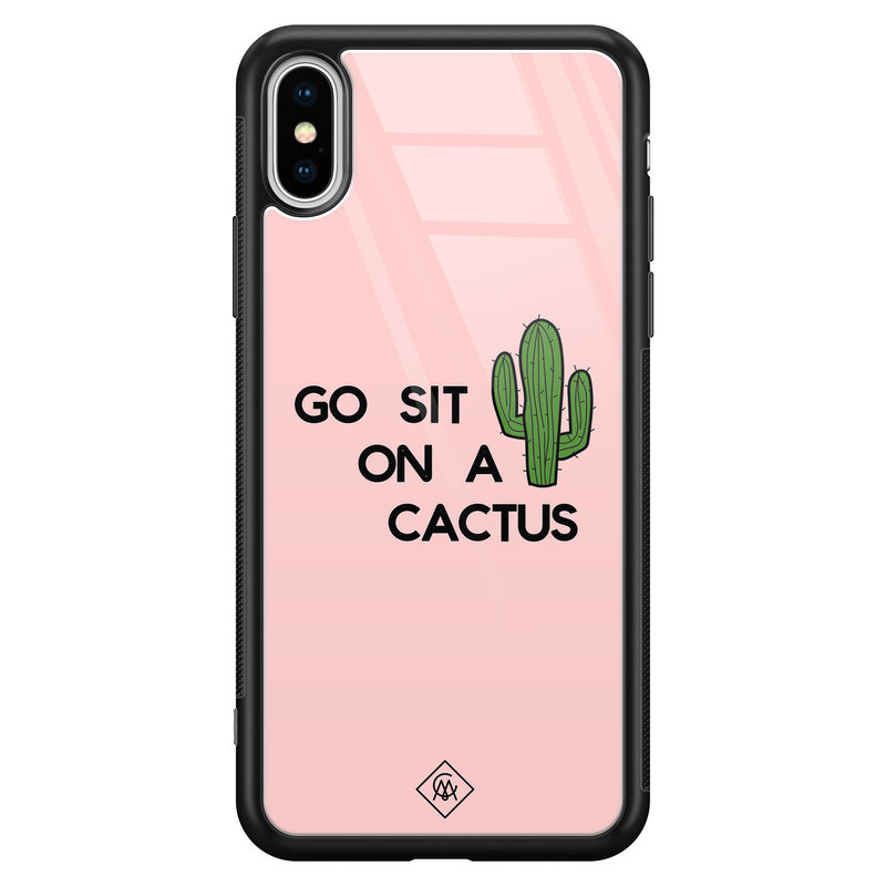 Casimoda iPhone XS Max glazen hardcase - Go sit on a cactus