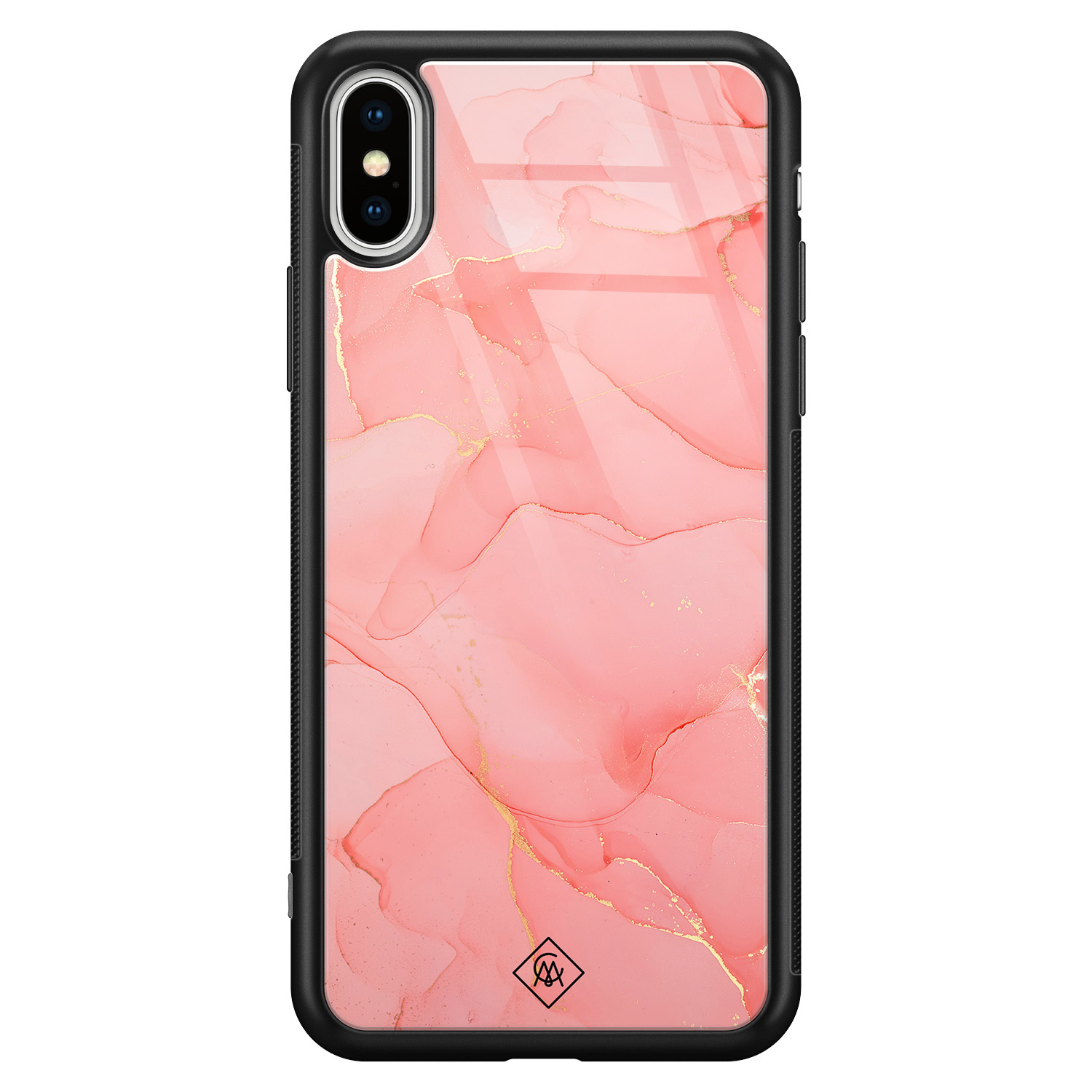 iPhone XS Max glazen hardcase - Marmer roze