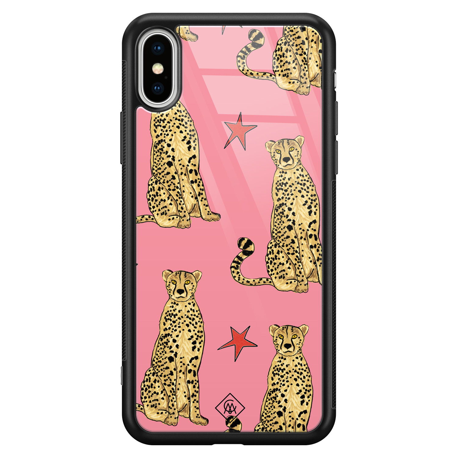 iPhone XS Max glazen hardcase The pink leopard