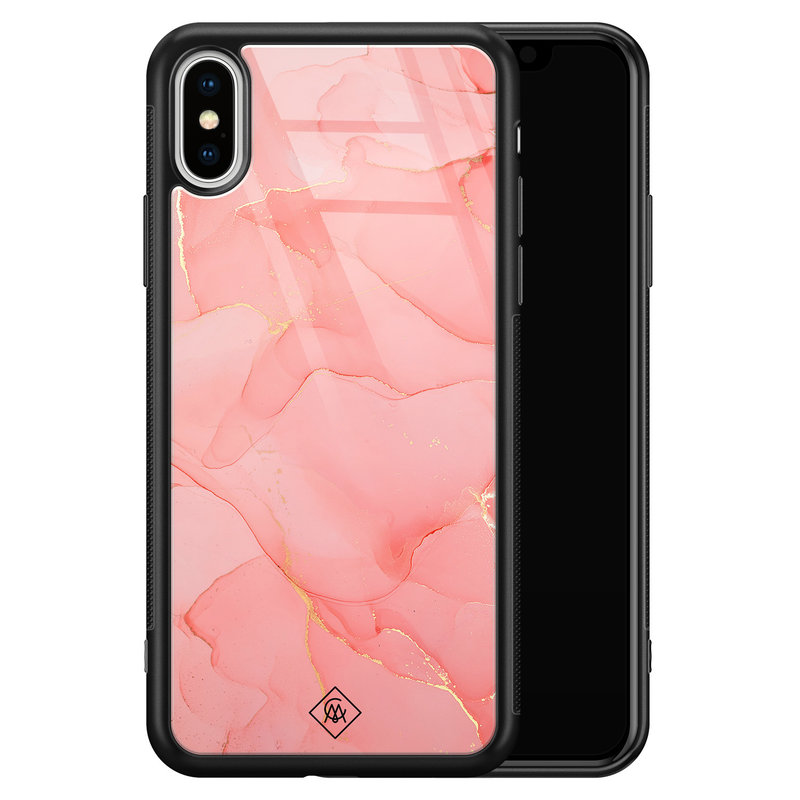 Casimoda iPhone XS Max glazen hardcase - Marmer roze