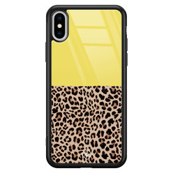 Casimoda iPhone XS Max glazen hardcase - Luipaard geel