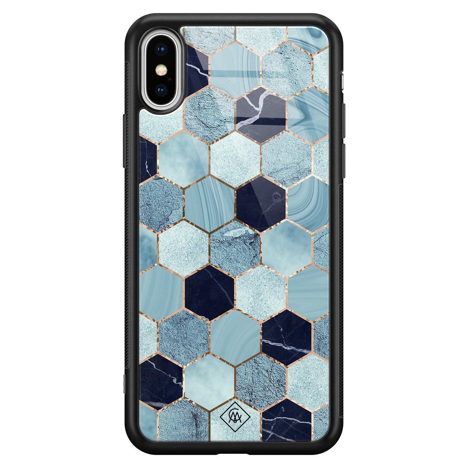 iPhone XS Max glazen hardcase - Blue cubes
