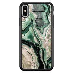 Casimoda iPhone XS Max glazen hardcase - Green waves