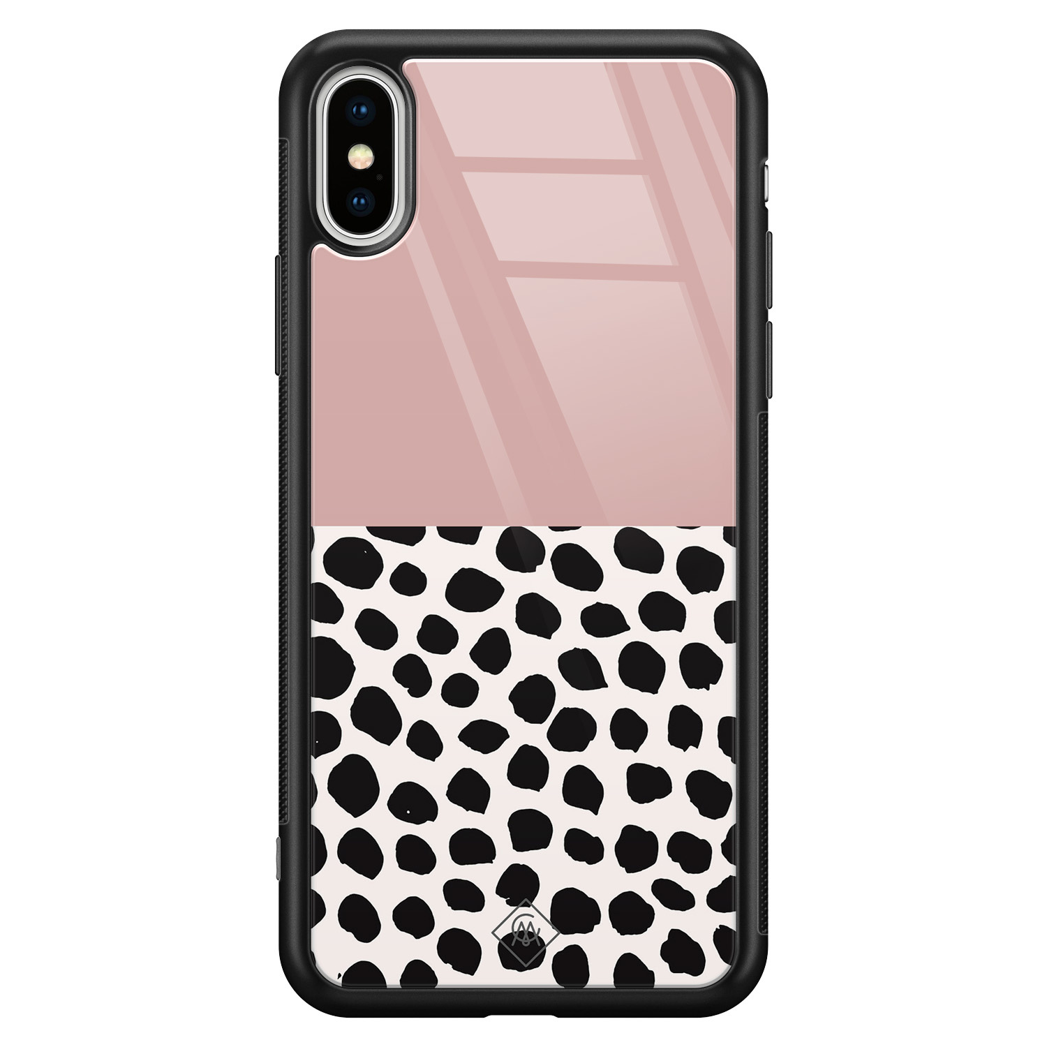 iPhone XS Max glazen hardcase Pink dots
