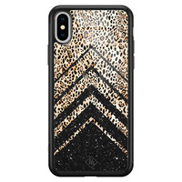 Casimoda iPhone XS Max glazen hardcase - Chevron luipaard