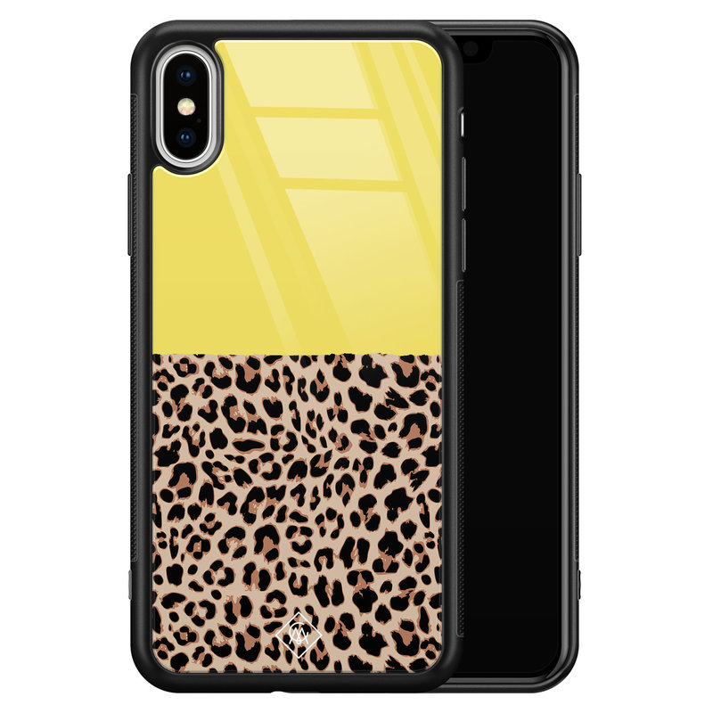 Casimoda iPhone XS Max glazen hardcase - Luipaard geel