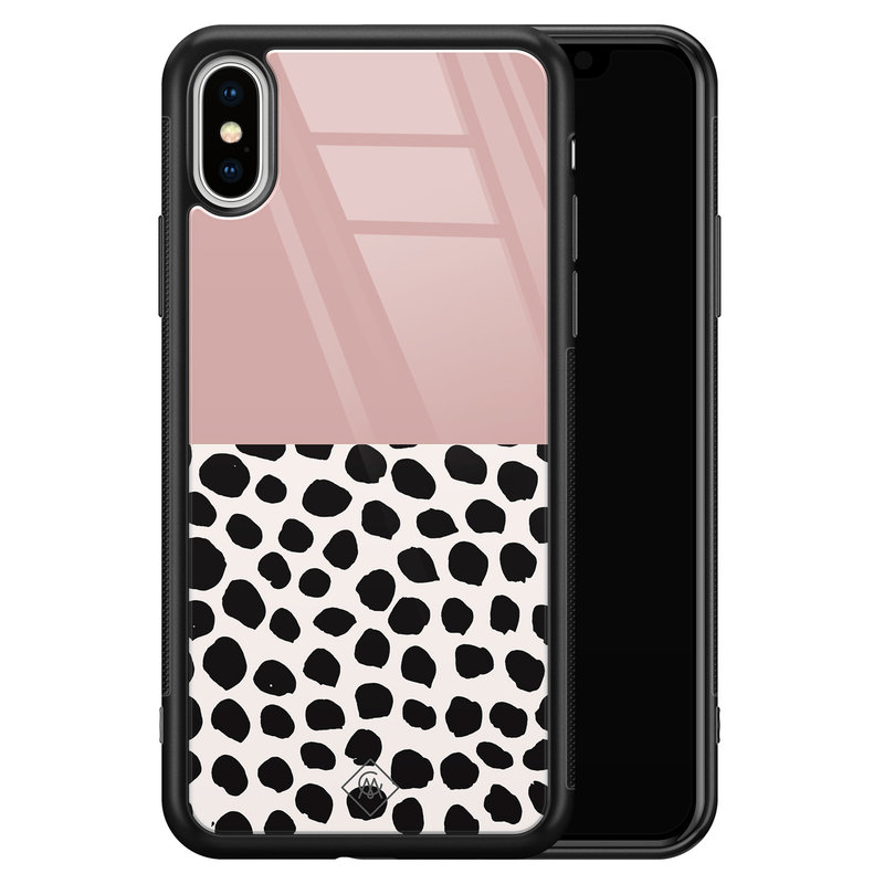 Casimoda iPhone XS Max glazen hardcase - Pink dots