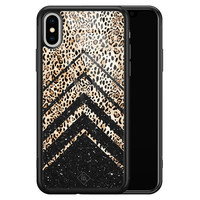 Casimoda iPhone XS Max glazen hardcase - Chevron luipaard