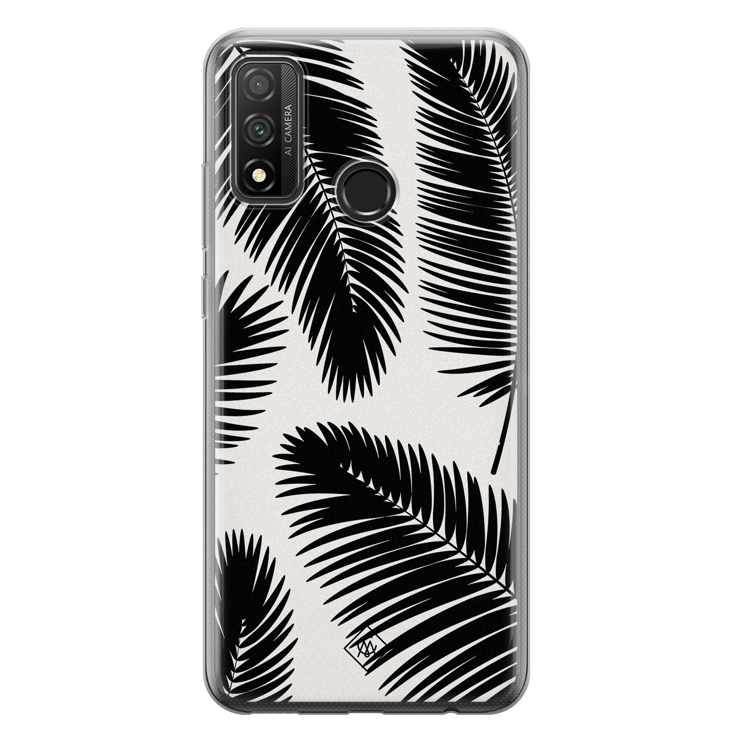 Huawei P Smart 2020 siliconen telefoonhoesje - Palm leaves silhouette