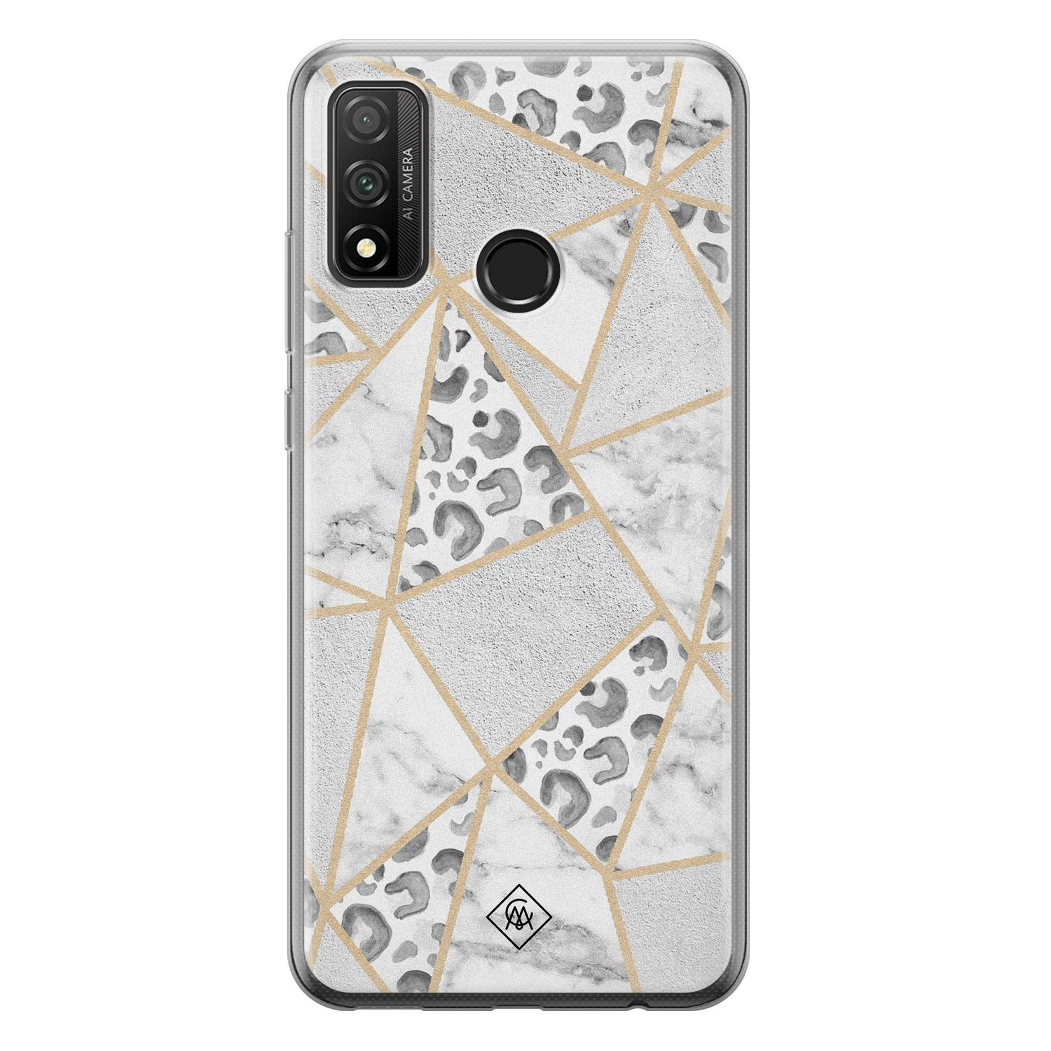 Huawei P Smart 2020 siliconen telefoonhoesje - Stone & leopard print