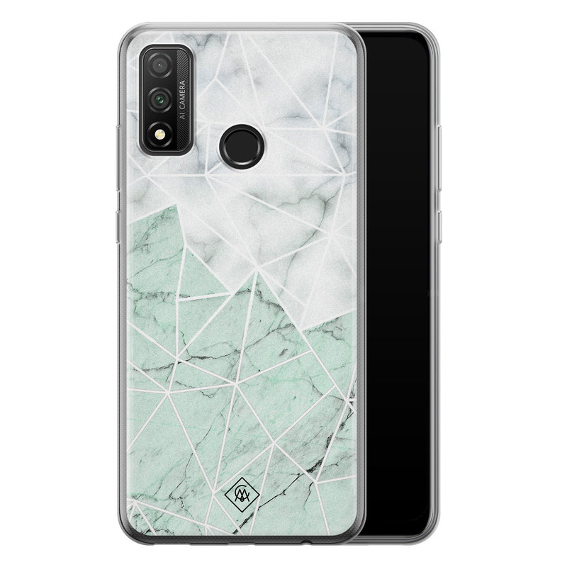 Casimoda Huawei P Smart 2020 siliconen telefoonhoesje - Marmer mint mix