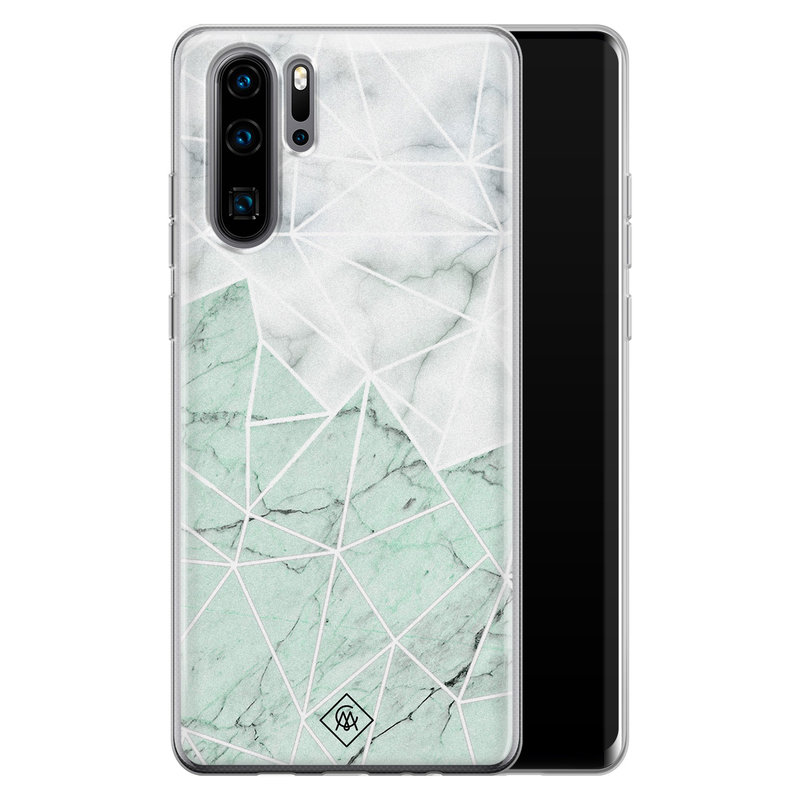 Casimoda Huawei P30 Pro siliconen telefoonhoesje - Marmer mint mix