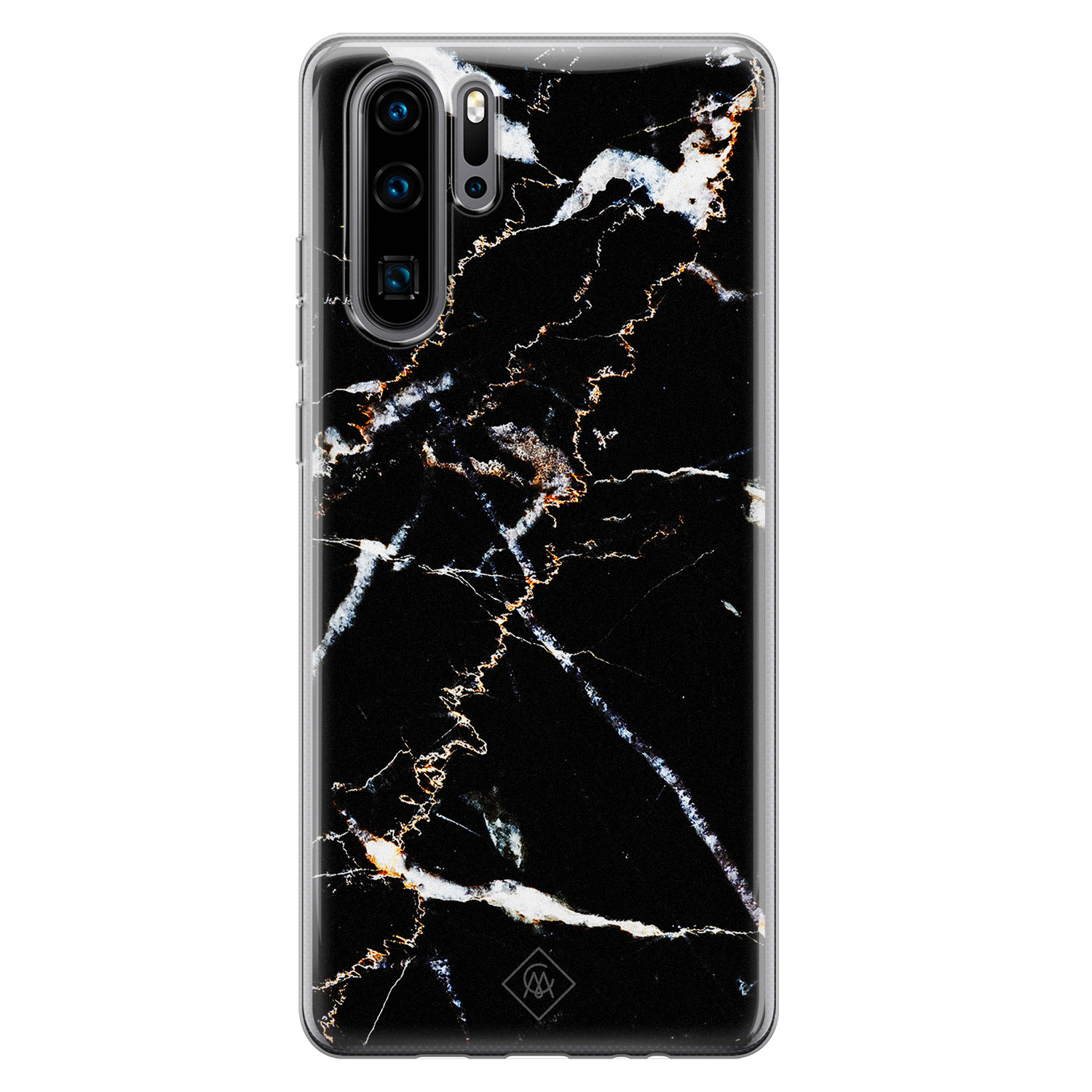 Huawei P30 Pro siliconen hoesje - Marmer zwart