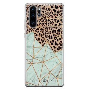 Casimoda Huawei P30 Pro siliconen hoesje - Luipaard marmer mint