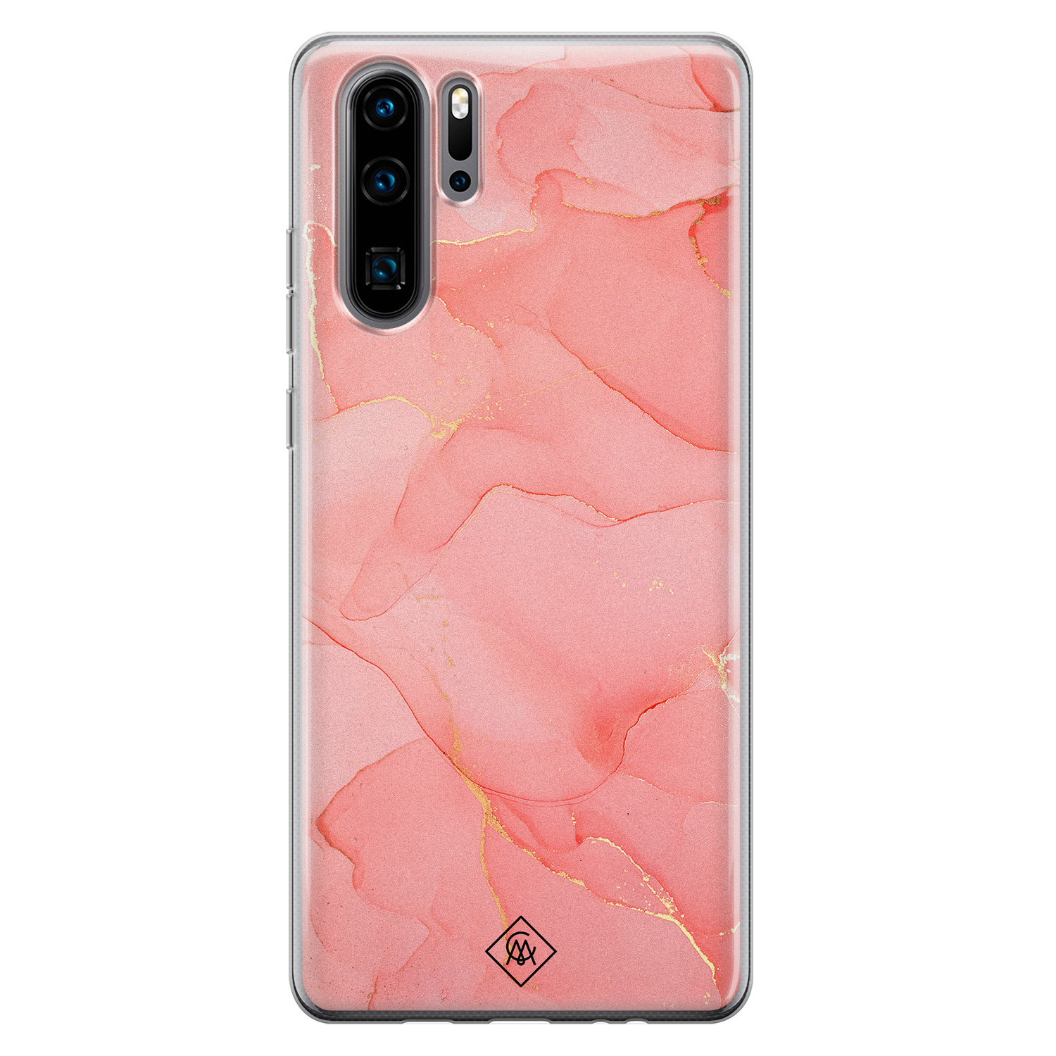 Huawei P30 Pro siliconen hoesje - Marmer roze