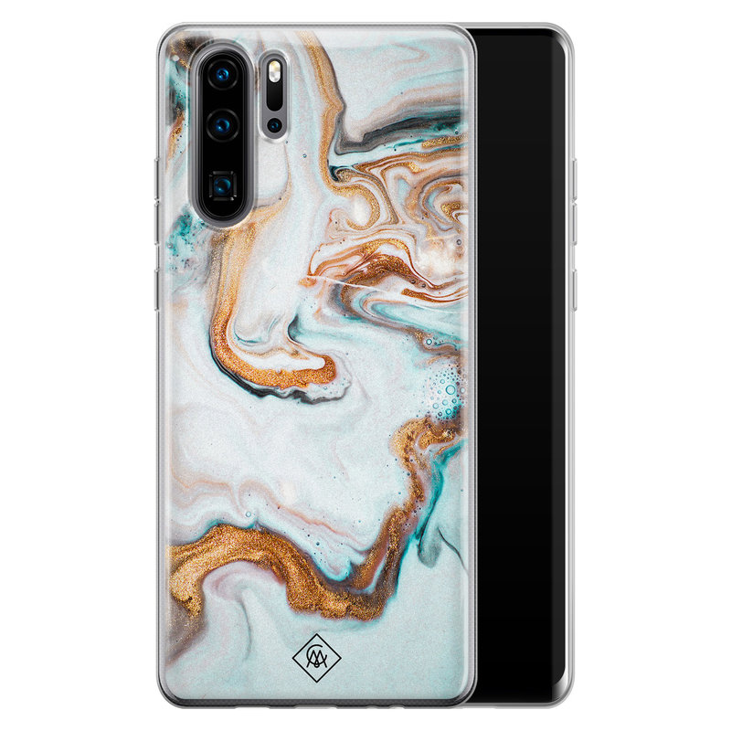 Casimoda Huawei P30 Pro siliconen hoesje - Marmer blauw goud