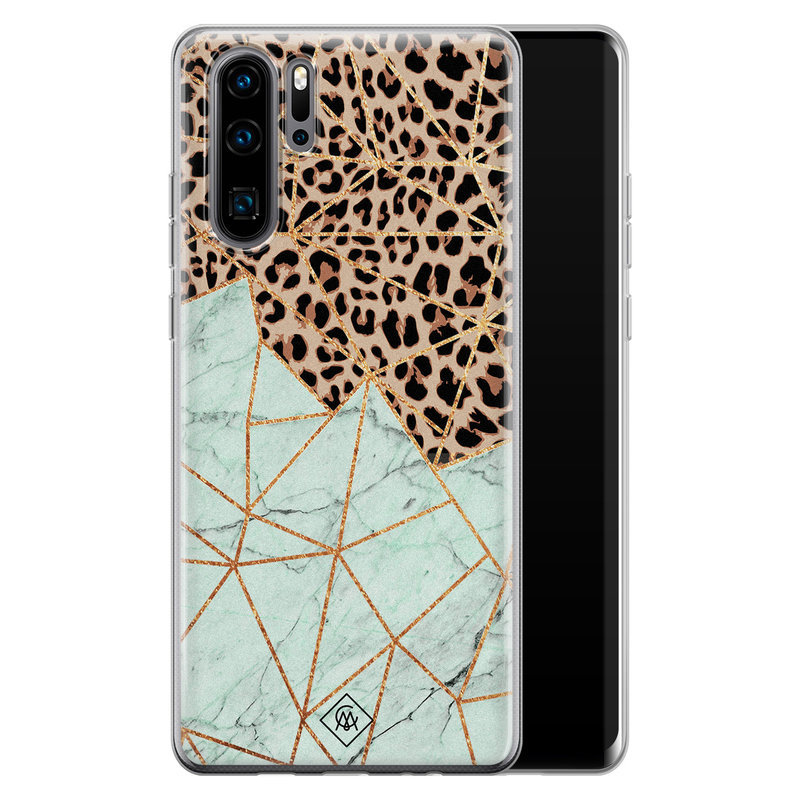 Casimoda Huawei P30 Pro siliconen hoesje - Luipaard marmer mint