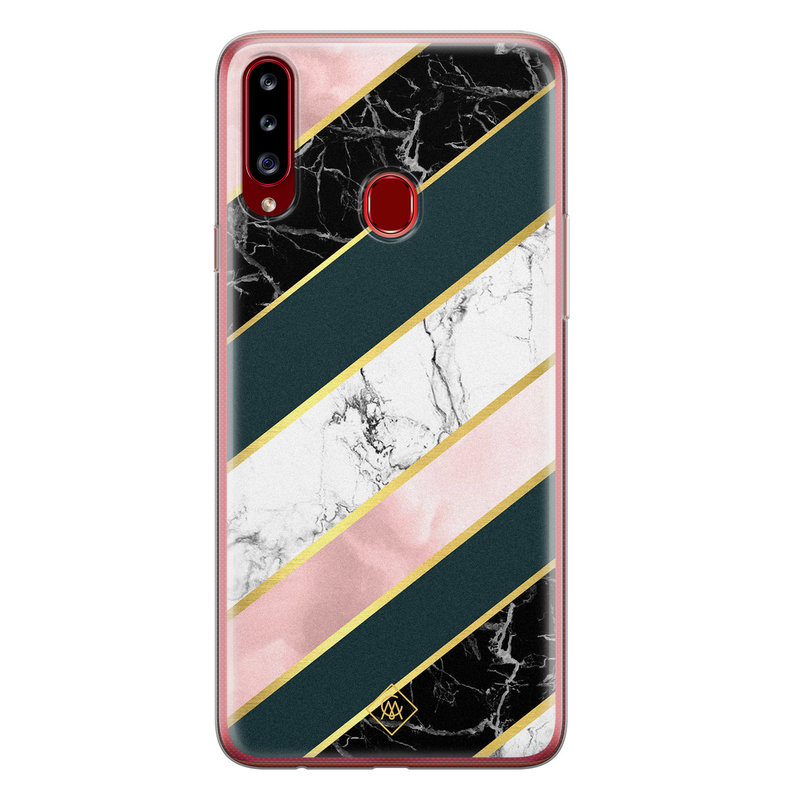 Casimoda Samsung Galaxy A20s siliconen hoesje - Marble stripes