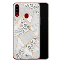 Casimoda Samsung Galaxy A20s siliconen telefoonhoesje - Stone & leopard print