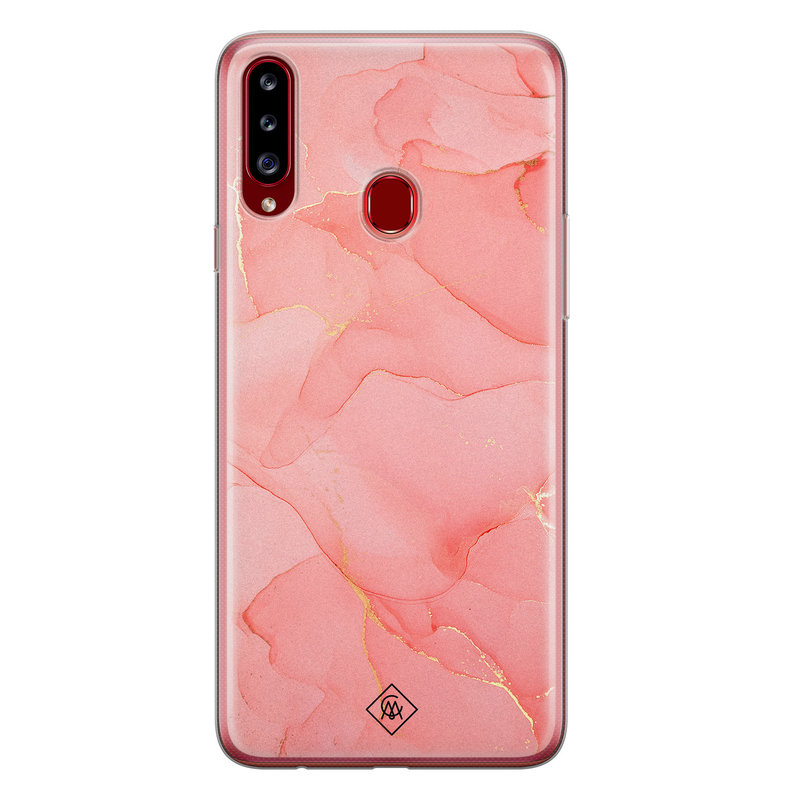 Casimoda Samsung Galaxy A20s siliconen hoesje - Marmer roze