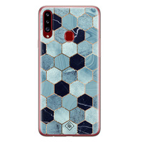 Casimoda Samsung Galaxy A20s siliconen hoesje - Blue cubes