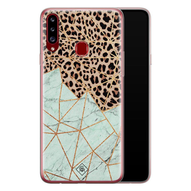 Casimoda Samsung Galaxy A20s siliconen hoesje - Luipaard marmer mint