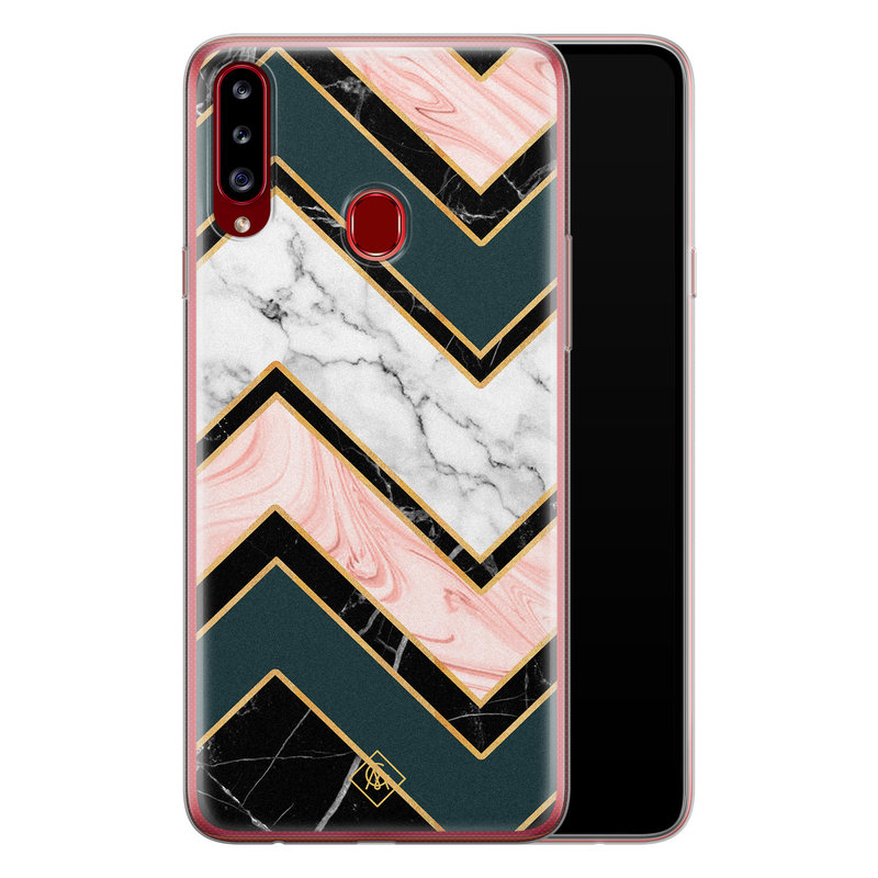 Casimoda Samsung Galaxy A20s siliconen hoesje - Marmer triangles